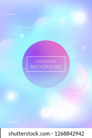 Liquid shapes background with dynamic fluid. Holographic bauhaus gradient with memphis elements. Graphic template for flyer, ui, magazine, poster, banner and app. Bright liquid shapes background.