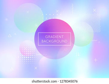 Liquid shapes background with dynamic fluid. Holographic bauhaus gradient with memphis elements. Graphic template for placard, presentation, banner, brochure. Futuristic liquid shapes background.