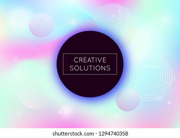 Liquid shapes background with dynamic fluid. Holographic bauhaus gradient with memphis elements. Graphic template for flyer, ui, magazine, poster, banner and app. Trendy liquid shapes background.