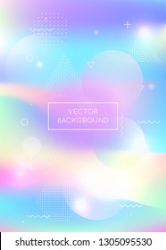 Liquid shapes background with dynamic fluid. Holographic bauhaus gradient with memphis elements. Graphic template for book, annual, mobile interface, web app. Spectrum liquid shapes background.