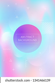 Liquid shapes background with dynamic fluid. Holographic bauhaus gradient with memphis elements. Graphic template for brochure, banner, wallpaper, mobile screen. Bright liquid shapes background.