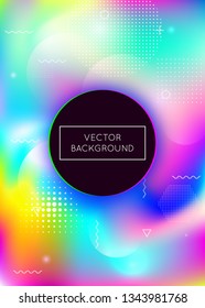 Liquid shapes background with dynamic fluid. Holographic bauhaus gradient with memphis elements. Graphic template for book, annual, mobile interface, web app. Hipster liquid shapes background.