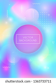 Liquid shapes background with dynamic fluid. Holographic bauhaus gradient with memphis elements. Graphic template for brochure, banner, wallpaper, mobile screen. Rainbow liquid shapes background.