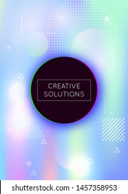 Liquid shapes background with dynamic fluid. Holographic bauhaus gradient with memphis elements. Graphic template for flyer, ui, magazine, poster, banner and app. Colorful liquid shapes background.