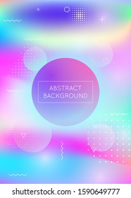 Liquid shapes background with dynamic fluid. Holographic bauhaus gradient with memphis elements. Graphic template for book, annual, mobile interface, web app. Hipster liquid shapes background.