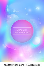 Liquid shapes background with dynamic fluid. Holographic bauhaus gradient with memphis elements. Graphic template for book, annual, mobile interface, web app. Neon liquid shapes background.