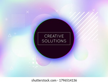 Liquid shapes background with dynamic fluid. Holographic bauhaus gradient with memphis elements. Graphic template for book, annual, mobile interface, web app. Retro liquid shapes background.