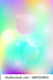 Liquid shapes background with dynamic fluid. Holographic bauhaus gradient with memphis elements. Graphic template for brochure, banner, wallpaper, mobile screen. Bright liquid shapes background.