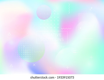 El fondo de las formas líquidas con fluido dinámico. Gradiente de baudios holográfico con elementos memphis. Plantilla gráfica para folleto, banner, papel pintado, pantalla móvil. Fondo de formas líquidas irlandesas.