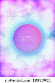 Liquid shapes cover with dynamic fluid. Neon bauhaus gradient with purple luminous background. Graphic template for flyer, ui, magazine, poster, banner and app. Stylish liquid shapes cover.