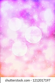 Liquid shapes cover with dynamic fluid. Neon bauhaus gradient with purple luminous background. Graphic template for flyer, ui, magazine, poster, banner and app. Hipster liquid shapes cover.