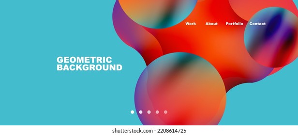 Liquid shapes with flowing gradient colors. Round elements and circles. Vector illustration for wallpaper, banner, background, leaflet, catalog, cover, flyer
