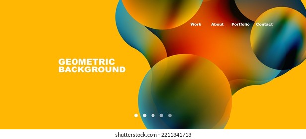 Formas líquidas con colores de gradiente que fluyen. Elementos redondos y círculos. Ilustración vectorial de papel tapiz, banner, fondo, folleto, catálogo, cubierta, volante