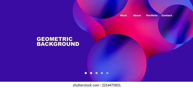 Formas líquidas con colores de gradiente que fluyen. Elementos redondos y círculos. Ilustración vectorial de papel tapiz, banner, fondo, folleto, catálogo, cubierta, volante
