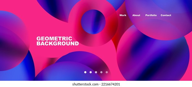 Liquid shapes with flowing gradient colors. Round elements and circles. Vector illustration for wallpaper, banner, background, leaflet, catalog, cover, flyer