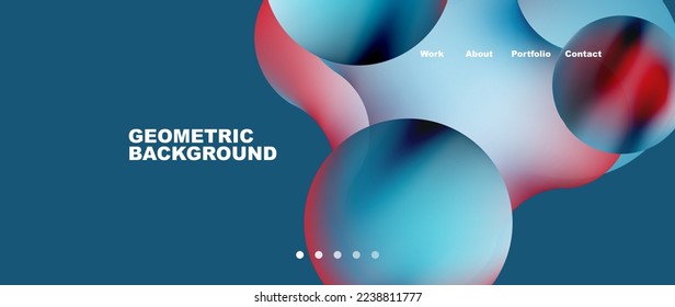 Formas líquidas con colores de gradiente que fluyen. Elementos redondos y círculos. Ilustración vectorial de papel tapiz, banner, fondo, folleto, catálogo, cubierta, volante