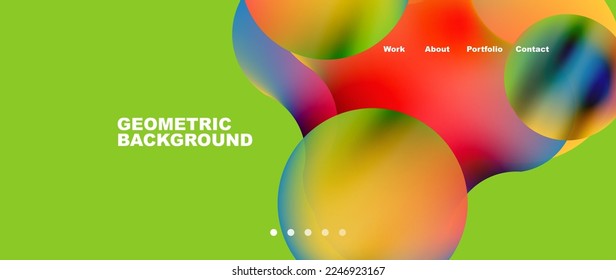 Liquid shapes with flowing gradient colors. Round elements and circles. Vector illustration for wallpaper, banner, background, leaflet, catalog, cover, flyer