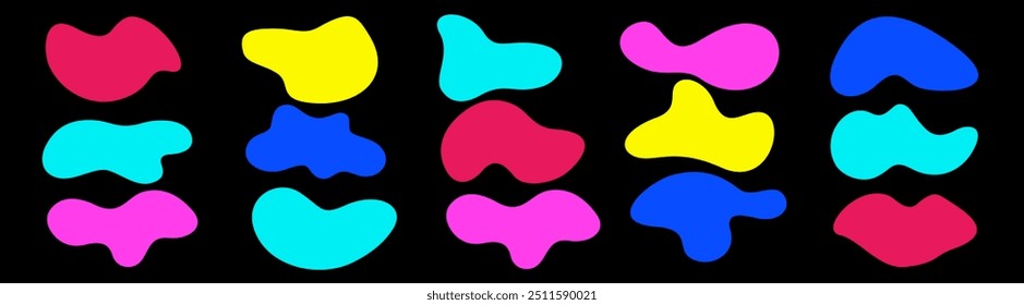Flüssige Formen. Doodle geometrische dekorative Elemente. Clipart of bubble blotch.