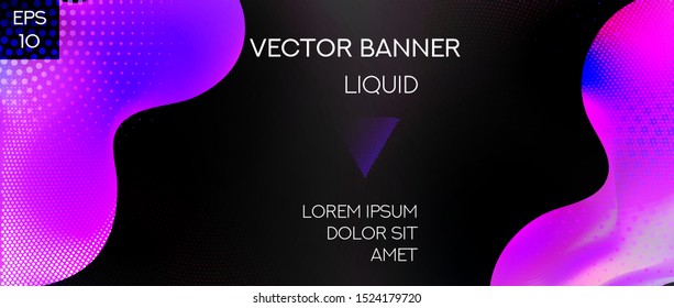Liquid Shapes Modern Vector Banner Template. Plastic Gradient Abstract Background. Web and Presentation Fluid Iridescent Template.