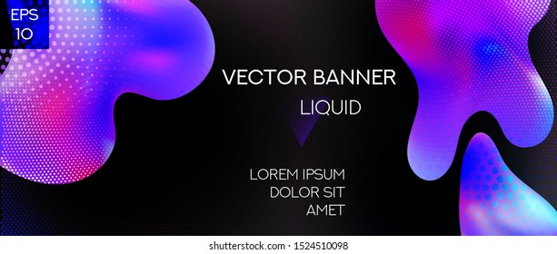 Liquid Shapes Modern Vector Banner Template. Plastic Gradient Abstract Background. Web and Presentation Fluid Iridescent Template.