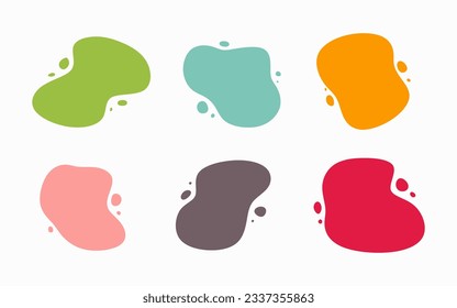 Liquid shapes set. Abstract vector liquid shapes isolated. Modern geometric graphic elements in various colors. Fluid shape collection and text copy space. Flat curvy vector illustration