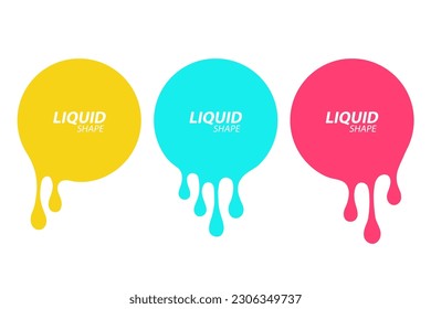 Conjunto de formas líquidas. Los manchas de color se funden y fluyen con manchas. Aislado. Ilustración vectorial.