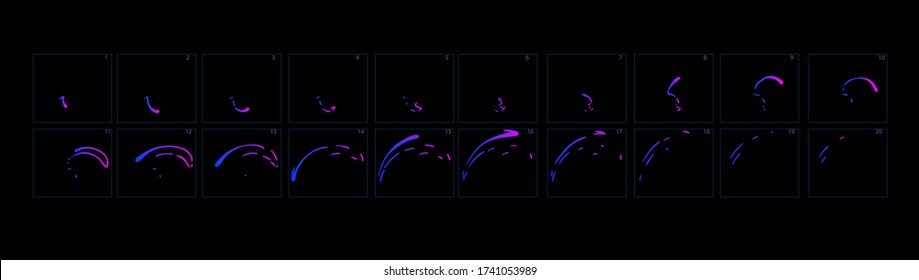 liquid shine explosion effect animation sprite sheet for cartoon, animation or  mobile games. Neon light animation effect-vector

