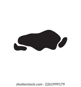 Liquid slick and drop, oil spill vector icon. Cartoon black spot isolated on white background. Abstract illustration
