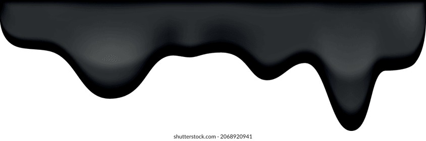 Liquid smudges vector template. Black drops run down the surface.