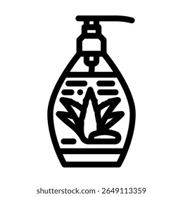liquid soap aloe vera label line icon vector. liquid soap aloe vera label sign. isolated contour symbol black illustration