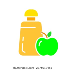 Liquid soap with apple scent line icon. Personal hygiene products, natural Korean cosmetics, skin care, ointments, balms. Vector color icon on white background for business and advertising.
