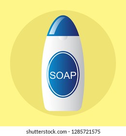 liquid soap bottle with dispenser airless pump. vector illustration