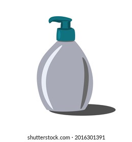 Liquid Soap  bottle with Dispenser. Hand Cleaning , Disinfectant, Hygiene Concept Flat Design on White Background.