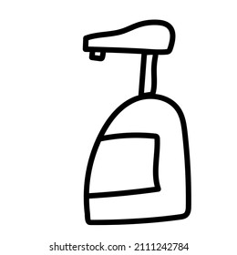 liquid soap in a bottle with a dispenser. vector hand drawn doodle style