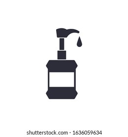 Liquid soap bottle with drop glyph icon