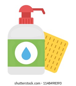 
Liquid soap bottle with a fabric wipe commemorating for washing tools icon
