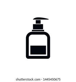Liquid soap bottle glyph icon. Silhouette symbol. Shower gel. Negative space. Vector isolated illustration