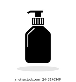 Symbol für Flüssigseifenflasche. Handgel-Symbol. Schwarzes Körperseife-Symbol auf weißem Hintergrund. Vektorgrafik