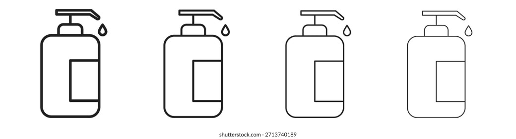Liquid soap bottle icon outline symbol. Editable Stroke collection.