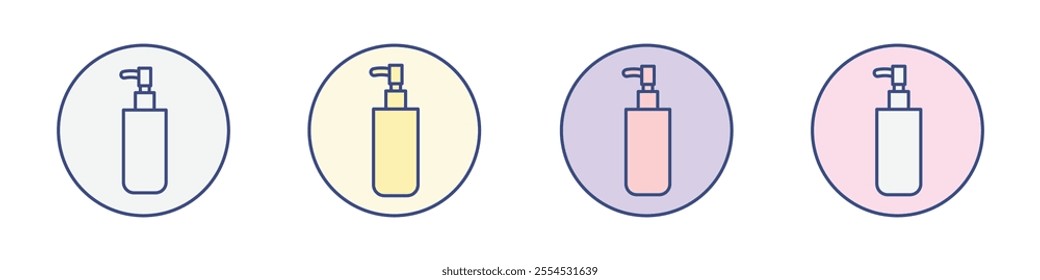 Liquid soap bottle icon Thin line flat illustration