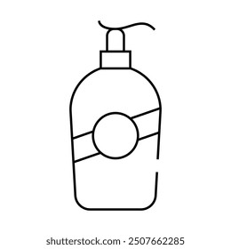 Vector de icono de línea de botella de jabón líquido. signo de botella de jabón líquido. símbolo de contorno aislado ilustración negra