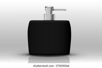 Liquid soap bottle, modern black bottle for shampoo or body cream in 3d illustration