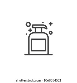 Liquid soap bottle outline icon. linear style sign for mobile concept and web design. Soap dispenser simple line vector icon. Symbol, logo illustration. Pixel perfect vector graphics