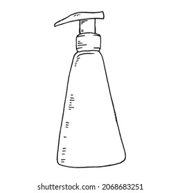 Liquid soap bottle. Vector illustration dishwashing liquid. Pump bottle. Soap dispenser mockup, cosmetic lotion bottle blank. Plastic body gel container or cream shampoo packaging product.