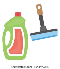 
Liquid soap bottle with a wiper commemorating for washing tools icon
