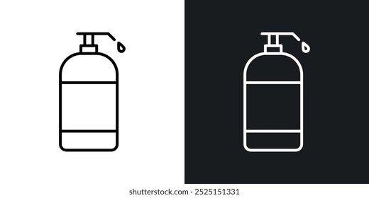 Liquid soap bottleline in Thin line black color. flat simple vector symbols illustration.