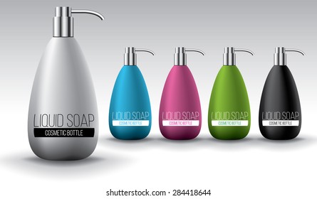 Liquid soap bottles design template, vector objects