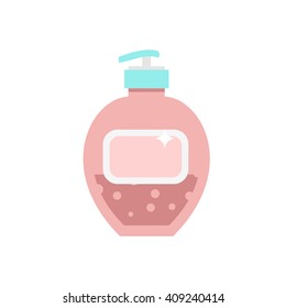 Liquid soap container vector icon. Cream soap for body. Shower or lotion for hygiene.