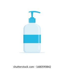 liquid soap for disinfection of hands. soap in a plastic bottle with a dispenser. concept of combating viruses and bacteria. wash hands with soap. personal hygiene. flat vector illustration.10 eps.