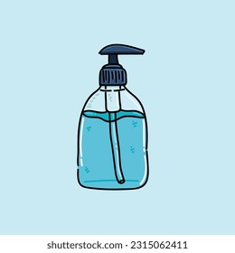 liquid soap for disinfection of hands. soap in a plastic bottle with a dispenser. concept of combating viruses and bacteria. wash hands with soap. personal hygiene.